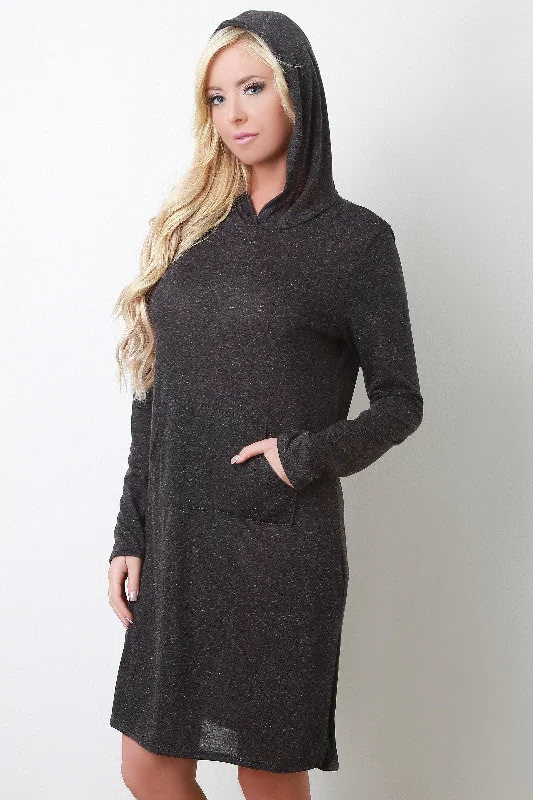 Heathered Hoodie Long Sleeved Tunic Dress Oversized Hoodie Comfort Casual