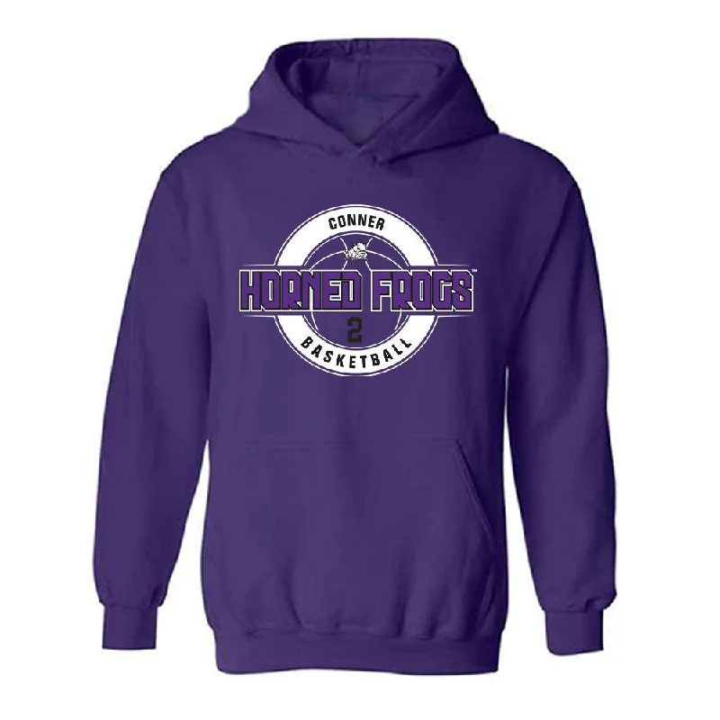 TCU - NCAA Women's Basketball : Madison Conner - Classic Fashion Shersey Hooded Sweatshirt Hoodie with Velcro Closure Adjustable Secure TCU - NCAA Women's Basketball : Madison Conner - Classic Fashion Shersey Hooded Sweatshirt Hoodie with Velcro Closure Adjustable Secure