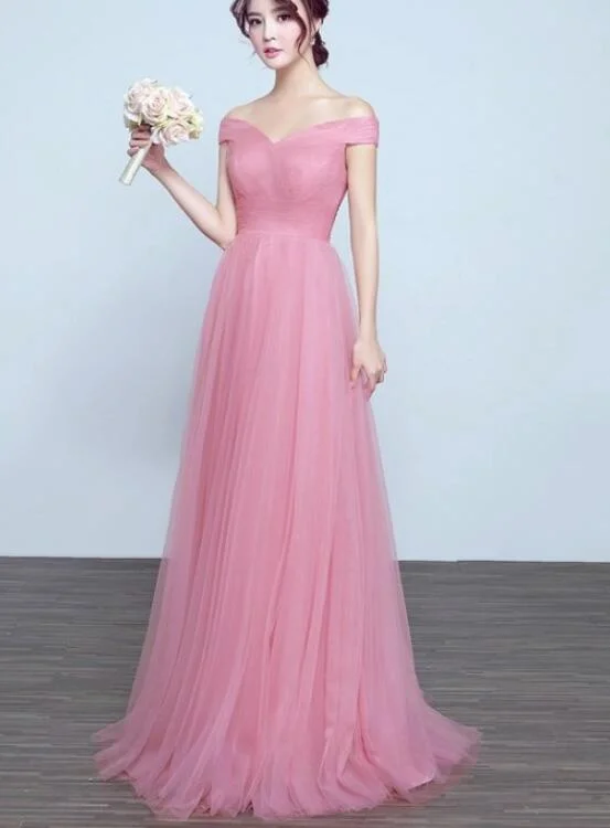 Lovely Pink Tulle Long Wedding Party Dress, Charming Tulle Gown Tunics Modern contemporary Lovely Pink Tulle Long Wedding Party Dress, Charming Tulle Gown Tunics Modern contemporary