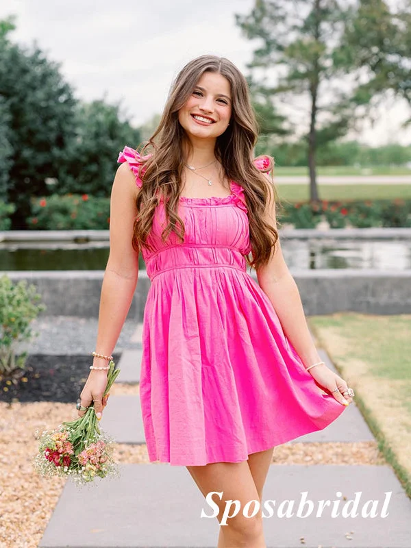 Sexy Hot Pink Spaghetti Straps Sleeveless A-Line Mini Dresses/ Homecoming Dresses, PD3600 Comfortable Smocked Mini Dress Sexy Hot Pink Spaghetti Straps Sleeveless A-Line Mini Dresses/ Homecoming Dresses, PD3600 Comfortable Smocked Mini Dress