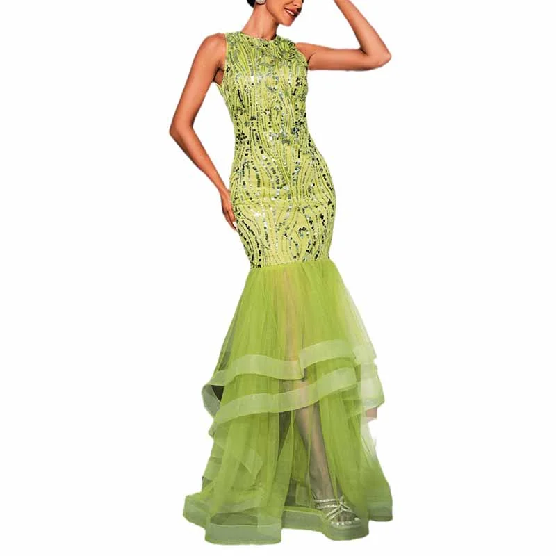 Sleeveless Mermaid Prom Dress Mint Tulle Wedding Guest Dress Bridal Party Dress Tunics stripes playful Sleeveless Mermaid Prom Dress Mint Tulle Wedding Guest Dress Bridal Party Dress Tunics stripes playful