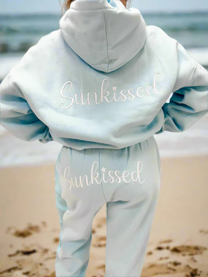 Sunkissed Coconut Script Hoodie Hoodie with Hem Lace Feminine Delicate