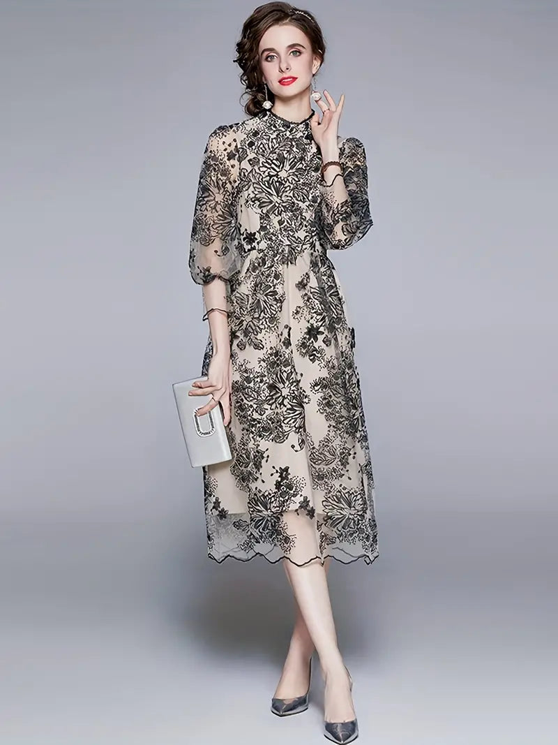 Black Half Sleeve Lace Semi Sheer Party Dress Tunics Running lightweight