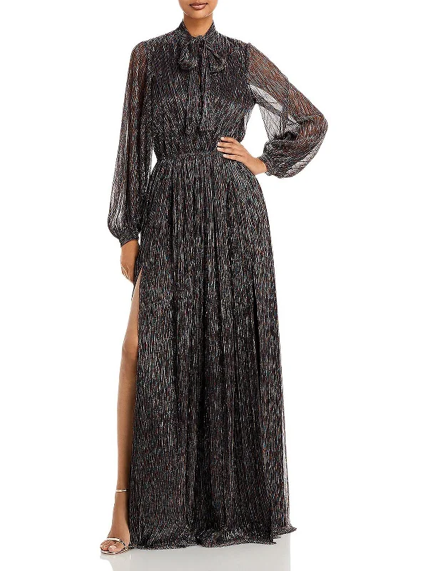 Soliana Womens Metallic Long Sleeves Evening Dress Tunics Print Colorful