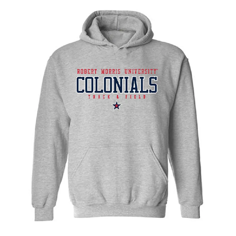 Robert Morris - NCAA Women's Track & Field : Hannah McDanel - Classic Shersey Hooded Sweatshirt Hoodie with Pattern Geometric Abstract Robert Morris - NCAA Women's Track & Field : Hannah McDanel - Classic Shersey Hooded Sweatshirt Hoodie with Pattern Geometric Abstract
