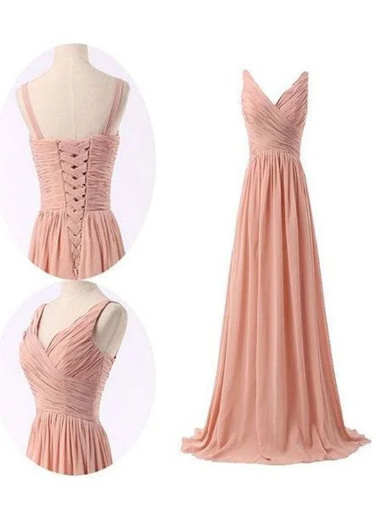 Light Pink Bridesmaid Dresses, Pearl Pink V-neckline Party Dresses, Formal Gowns Tunics Mesh breathable Light Pink Bridesmaid Dresses, Pearl Pink V-neckline Party Dresses, Formal Gowns Tunics Mesh breathable