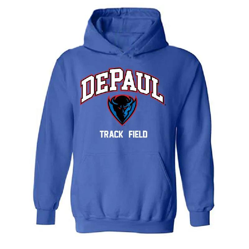 DePaul - NCAA Women's Track & Field : Jaiah Hopf - Classic Shersey Hooded Sweatshirt Hoodie with Mock Neck Collared Structured DePaul - NCAA Women's Track & Field : Jaiah Hopf - Classic Shersey Hooded Sweatshirt Hoodie with Mock Neck Collared Structured