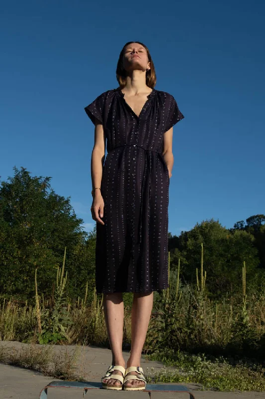 Marceline Dress Shibori Indigo Silk Twill Tunics Gym athletic