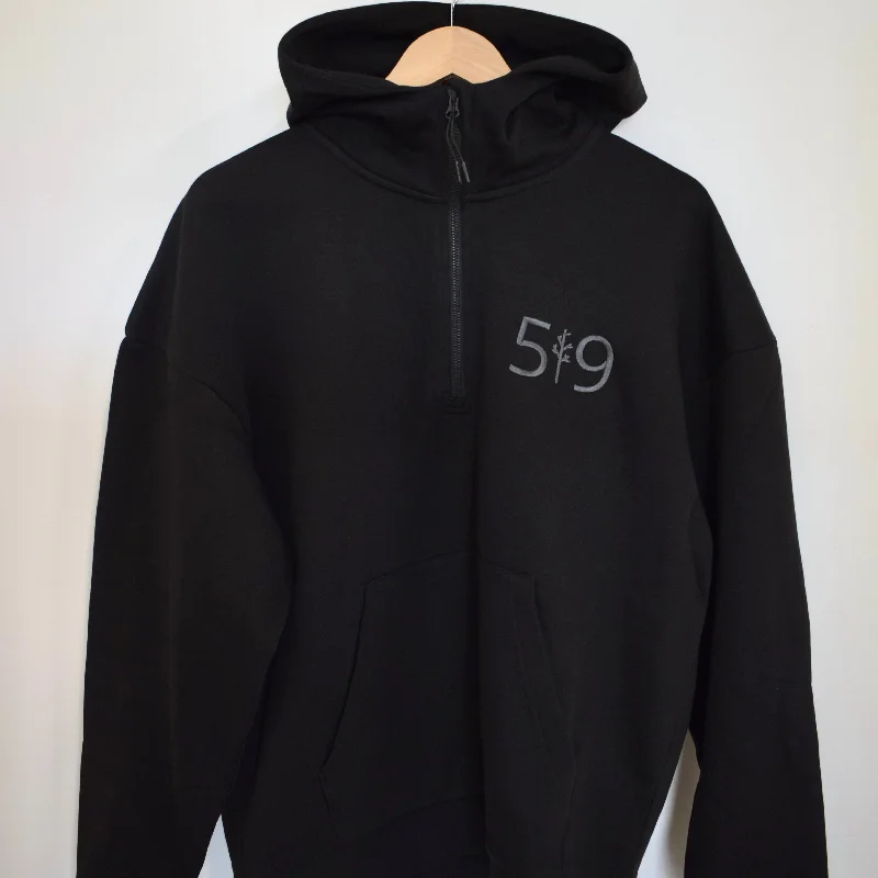 EMBROIDERED SCUBA DROP SHOULDER 1/2 ZIP HOODIE (UNISEX) Hoodie with Hem Elastic Stretchable Comfortable EMBROIDERED SCUBA DROP SHOULDER 1/2 ZIP HOODIE (UNISEX) Hoodie with Hem Elastic Stretchable Comfortable