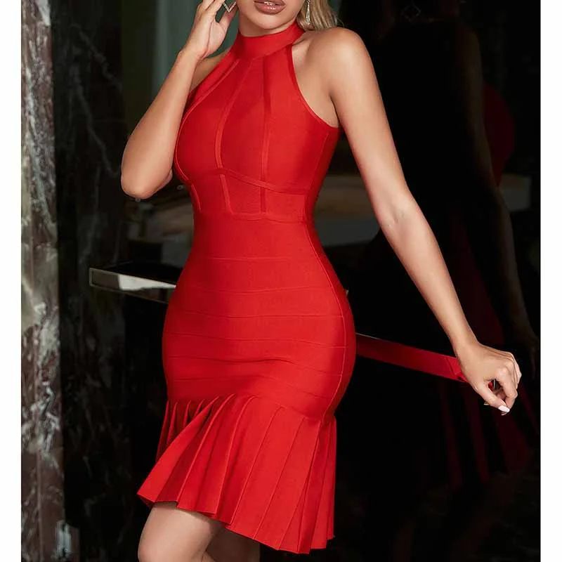 Halter Neck Sleeveless Ruched Backless Party Cocktail Mini Party Dresses Tunics Print Colorful