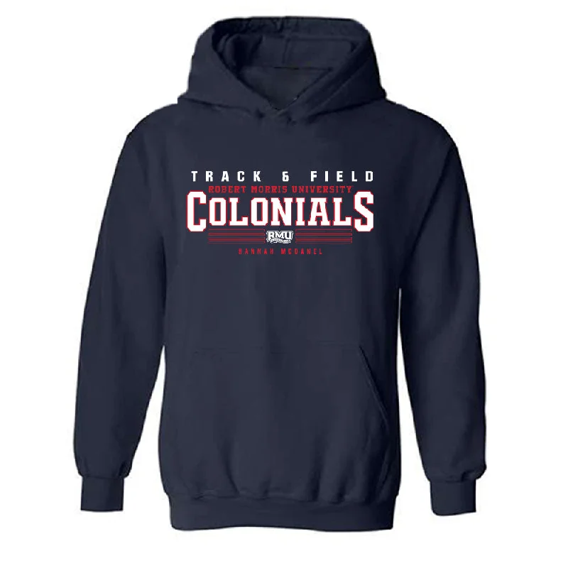 Robert Morris - NCAA Women's Track & Field : Hannah McDanel - Classic Fashion Shersey Hooded Sweatshirt Hoodie with Illustration Artistic Creative Robert Morris - NCAA Women's Track & Field : Hannah McDanel - Classic Fashion Shersey Hooded Sweatshirt Hoodie with Illustration Artistic Creative