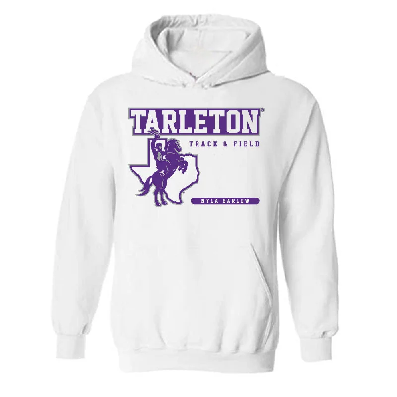 Tarleton State - NCAA Women's Track & Field : Nyla Barlow - Classic Fashion Shersey Hooded Sweatshirt Hoodie with Stripes Bold Sporty Tarleton State - NCAA Women's Track & Field : Nyla Barlow - Classic Fashion Shersey Hooded Sweatshirt Hoodie with Stripes Bold Sporty