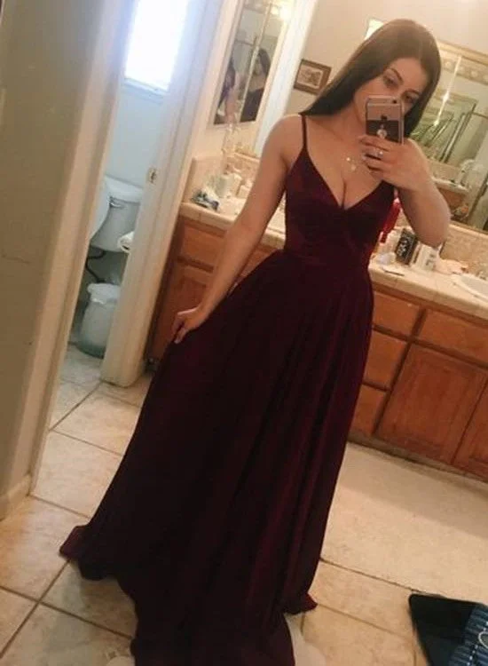 Lovely Maroon V-neckline Long Party Dress, Pretty Prom Dress, Charming Gown Off-the-shoulder Bohemian Festive Lovely Maroon V-neckline Long Party Dress, Pretty Prom Dress, Charming Gown Off-the-shoulder Bohemian Festive