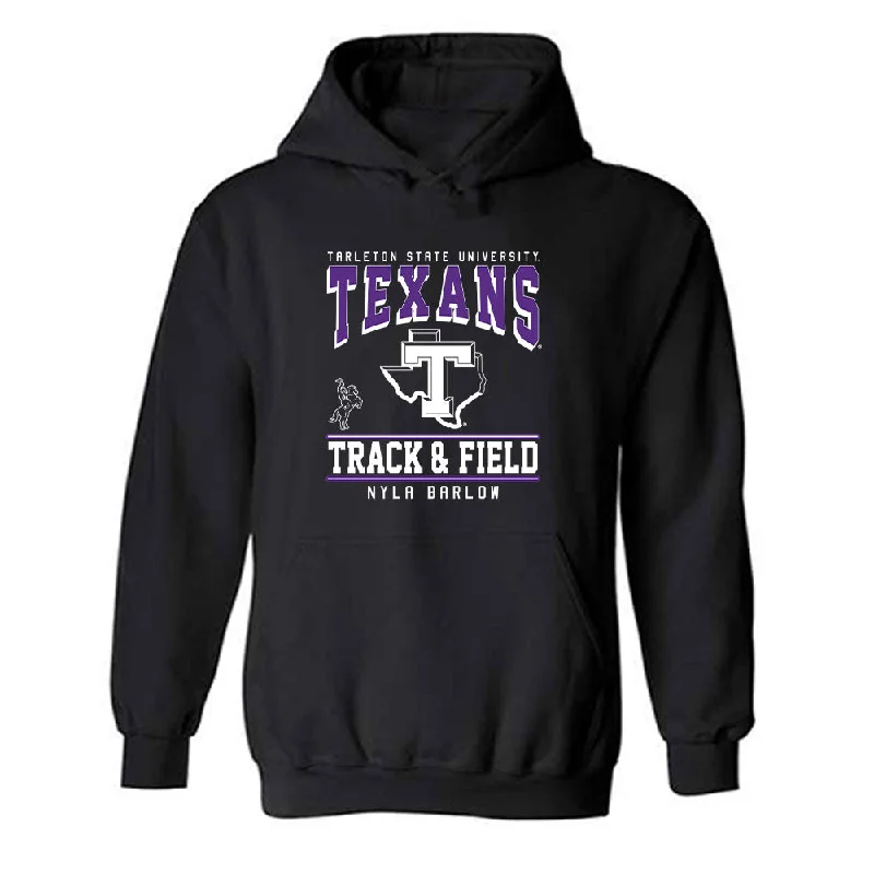 Tarleton State - NCAA Women's Track & Field : Nyla Barlow - Classic Fashion Shersey Hooded Sweatshirt Hoodie with Typography Text Message Tarleton State - NCAA Women's Track & Field : Nyla Barlow - Classic Fashion Shersey Hooded Sweatshirt Hoodie with Typography Text Message