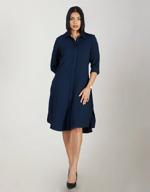 Collared A-Line Dress with Side Slits Tunics Silk luxurious