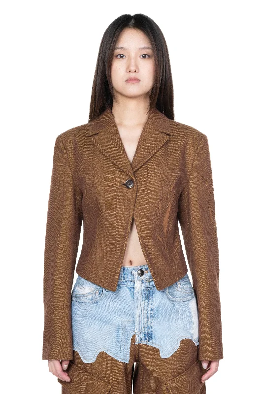 Woven Hannah Laser-Cut Cropped Jacket Fleece Jacket Down Jacket Parka
