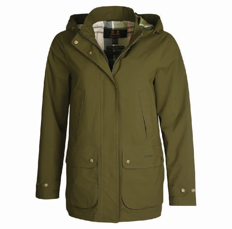 Barbour Womens Clyde Waterproof Jacket Stand-Up Collar Roll-Neck Collar Turtle Neck