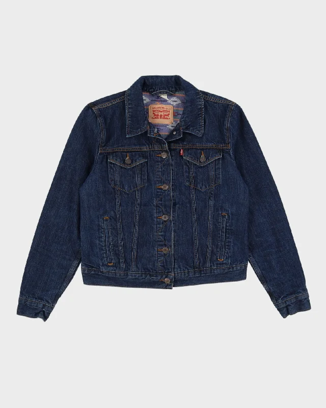 Levi's Blanket Lined Dark Wash Denim Jacket - L Notch Collar Jacket Peter Pan Collar Jacket Cowl Neck Jacket