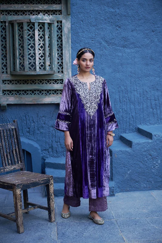 Long Anarkali Kurta With Straight Pants Elegant High-Waist Pants