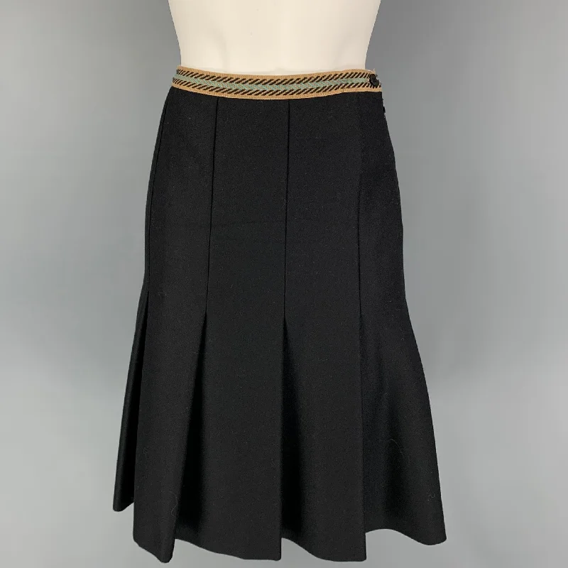 M MISSONI Size 10 Black Wool Pleated A-Line Skirt denim skirt stylish