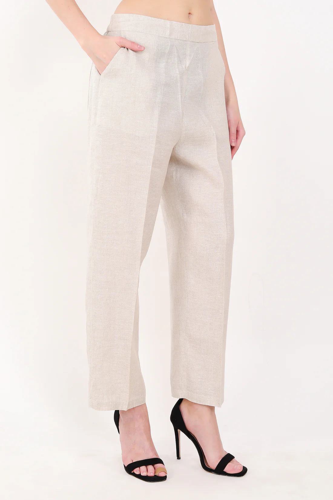 Beige Solid Pants Comfortable Fleece Pants