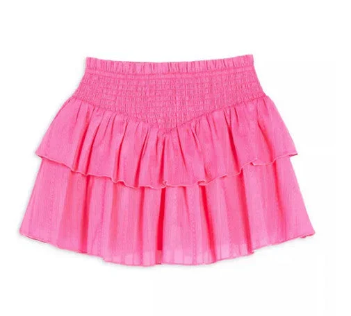KatieJ Junior - Brooke Skirt NEON PINK velvet skirt glossy