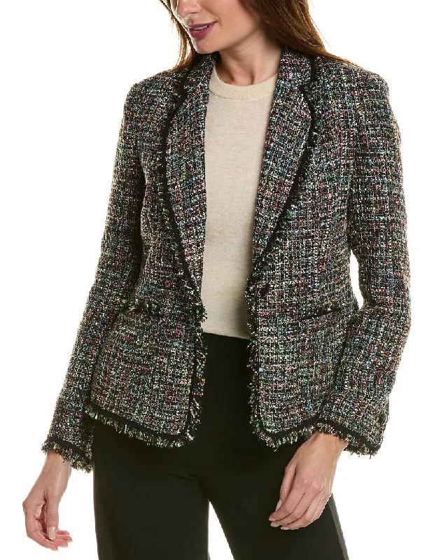 Anne Klein Notch Collar Jacket Zippered Front Buttoned Front Snap Front