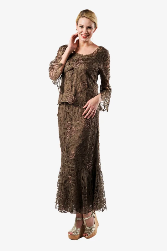 Soulmates D8785 Bell-Sleeve Tunic Top with Skirt Set pencil skirt chic