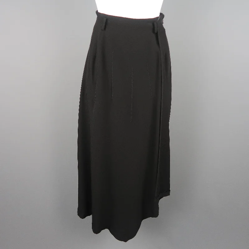 MATSUDA Size 2 Black Triacetate Blend Asymmetrical Skirt zip skirt side