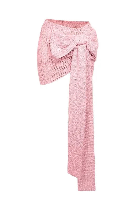 PINK CROCHET BOW SKIRT denim skirt classic