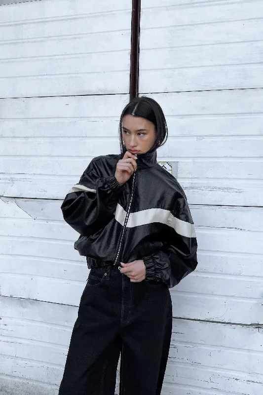 VEGAN LEATHER MOCKNECK RACER JACKET Faux Fur Jacket Real Fur Jacket Shearling Jacket VEGAN LEATHER MOCKNECK RACER JACKET Faux Fur Jacket Real Fur Jacket Shearling Jacket