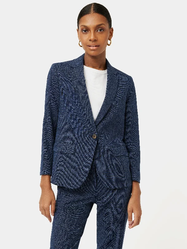 Portofino Brook Check Jacket | Navy Cotton Fabric Linen Fabric Terry Fabric