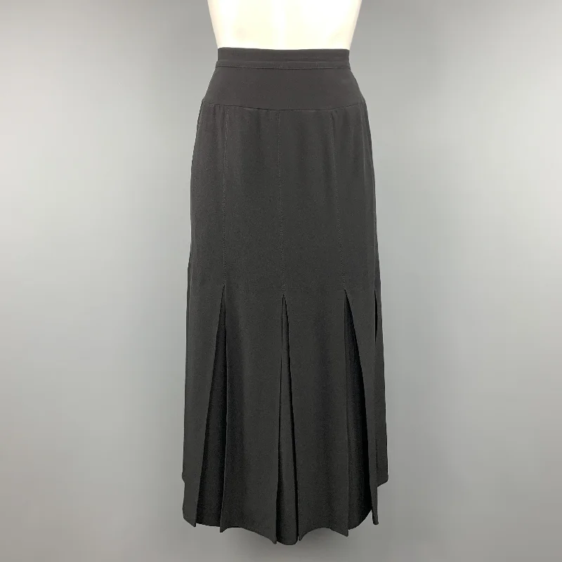 CHLOE Vintage Size 8 Black Pleated Bottom A Line Skirt wool skirt thick