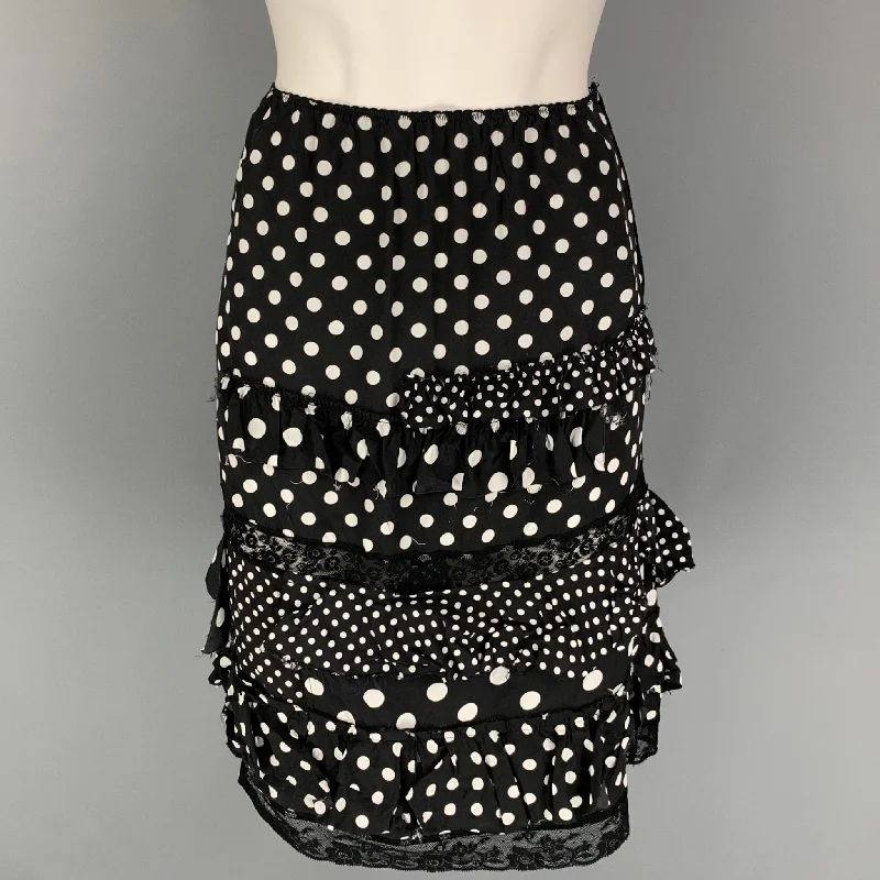 MARC by MARC JACOBS Size 0 Black White Viscose Polka Dot Ruffle Skirt denim skirt classic