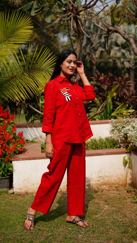 Red Pencil Pants High-Waist Jeans