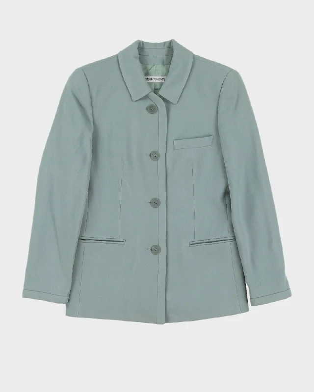 Giorgio Armani Dusky Blue Blazer Jacket - S Faux Fur Jacket Real Fur Jacket Shearling Jacket