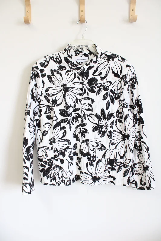 Alfred Dunner Black White Floral Jacket | 20 Faux Fur Jacket Real Fur Jacket Shearling Jacket Alfred Dunner Black White Floral Jacket | 20 Faux Fur Jacket Real Fur Jacket Shearling Jacket