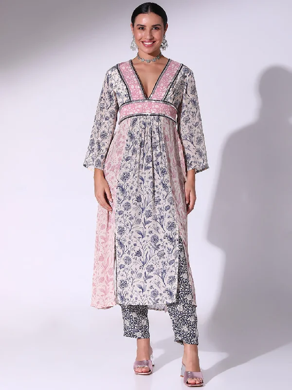 V Neck Plunge Tunic With Narrow Pants Casual Wide Pants