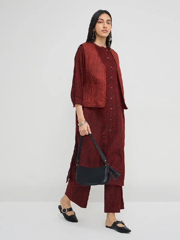 Utsa Rust Printed Quilted Cotton Jacket Striped Jacket Polka Dot Jacket Floral Jacket Utsa Rust Printed Quilted Cotton Jacket Striped Jacket Polka Dot Jacket Floral Jacket