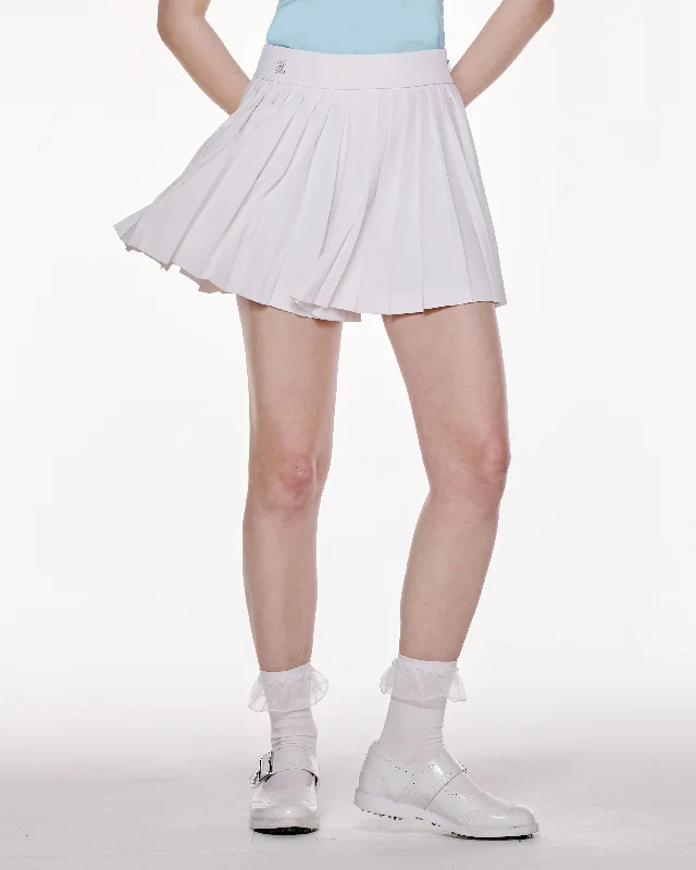 Signature Pleated Style Short Pants - White Soft Stretch Leggings