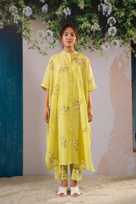 Kaftan Kurta With Front Opening and Pant Modern Bootcut Pants