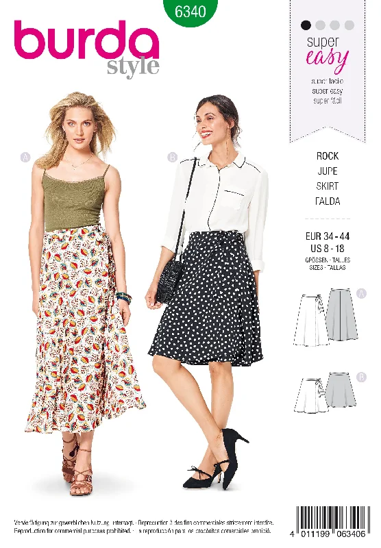 Burda Pattern 6340 Misses' wrap skirt leather skirt bold