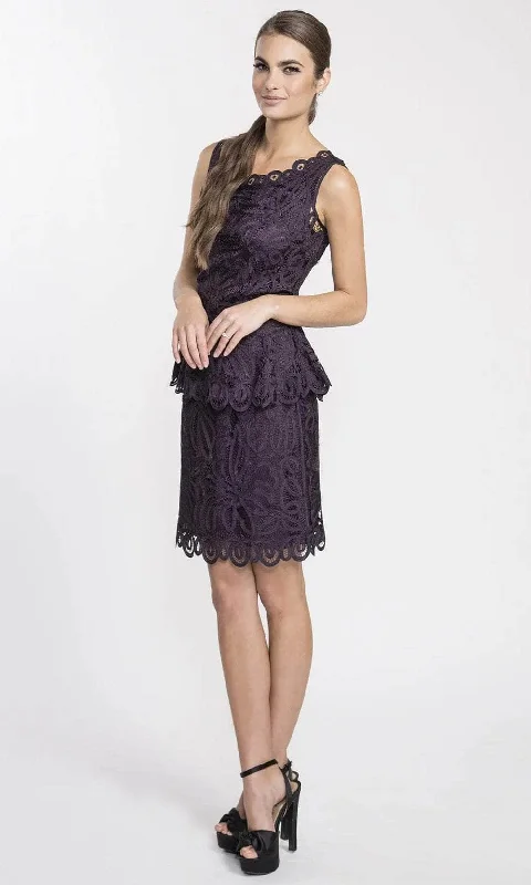 Soulmates D1314 - Chic Peplum Sleeveless Top With Knee Length Skirt chiffon skirt lightweight
