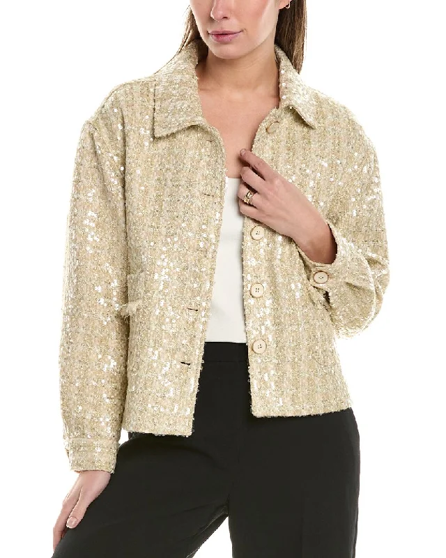 Vince Camuto Tweed Jacket Rayon Fabric Velvet Fabric Corduroy Fabric