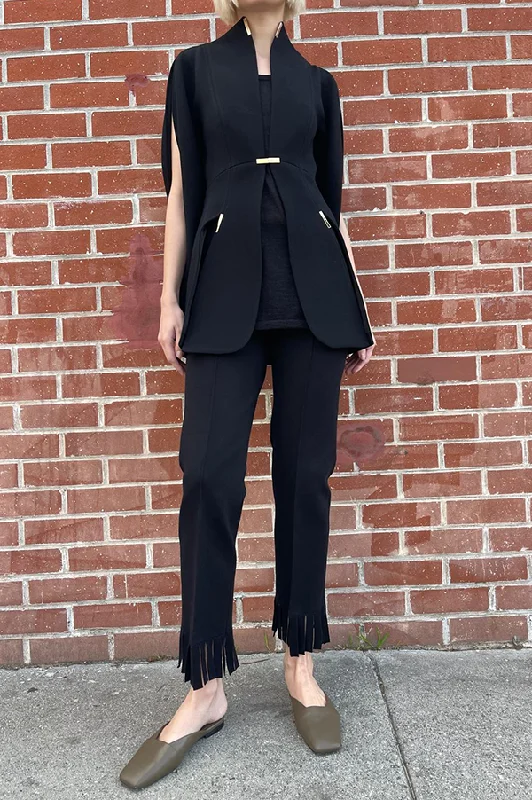 Fringed Louis Pant In Black Trendy Wide-Leg Pants