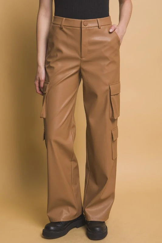 Hazel Blues® |  Love Tree PU Leather Cargo Pants Comfy Athletic Pants