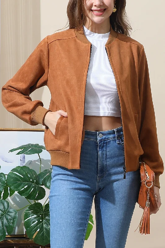 WATERFALL FAUX SUEDE BOBMER ZIP-UP JACKETS V-Neck Jacket Boat Neck Jacket Square Neck Jacket WATERFALL FAUX SUEDE BOBMER ZIP-UP JACKETS V-Neck Jacket Boat Neck Jacket Square Neck Jacket