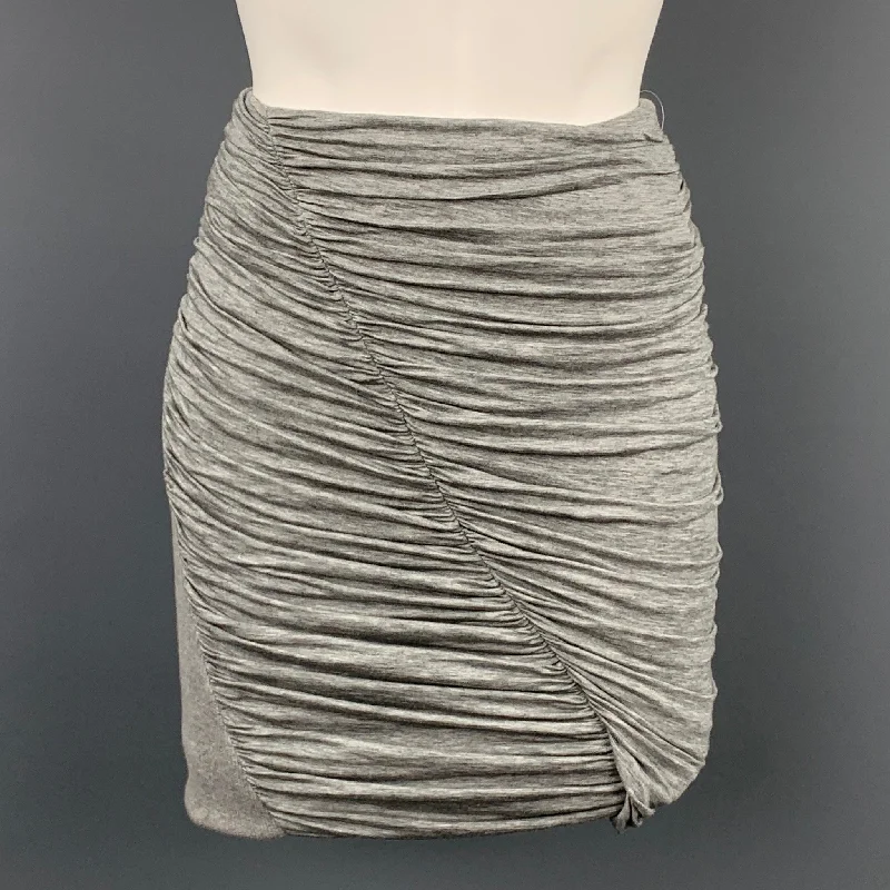 RAG & BONE Size 4 Grey Jerse Heather Lyocell Blend Ruched Skirt slim fit skirt