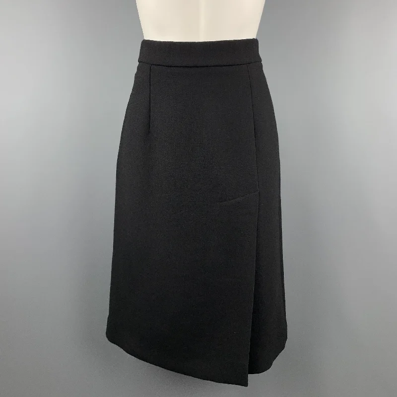 MARNI Size M Black Wool A Line Slit Skirt pleated skirt texture