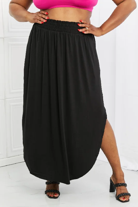 Zenana It's My Time Full Size Side Scoop Scrunch Skirt in Black tulle skirt dreamy